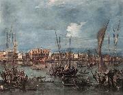 GUARDI, Francesco The Molo and the Riva degli Schiavoni from the Bacino di San Marco dfg oil